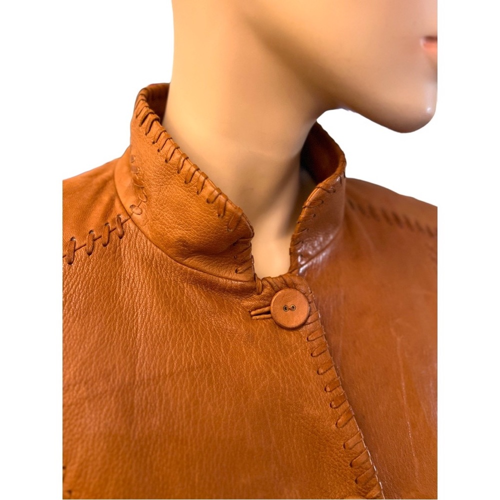 Ellen Tracy 100% Leather Bohemian Jacket Size 16 in good preowned condition - Picture 9 of 16